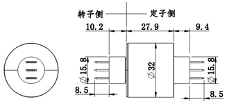 3路直连式滑环尺寸图